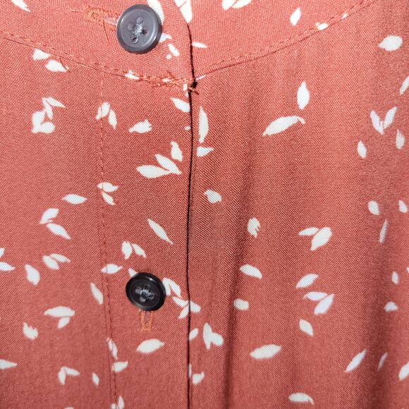 Women Midi Dress Size 14P Orange Loft Outlet Sleeveless Button Front Cottagecore - Picture 4 of 11